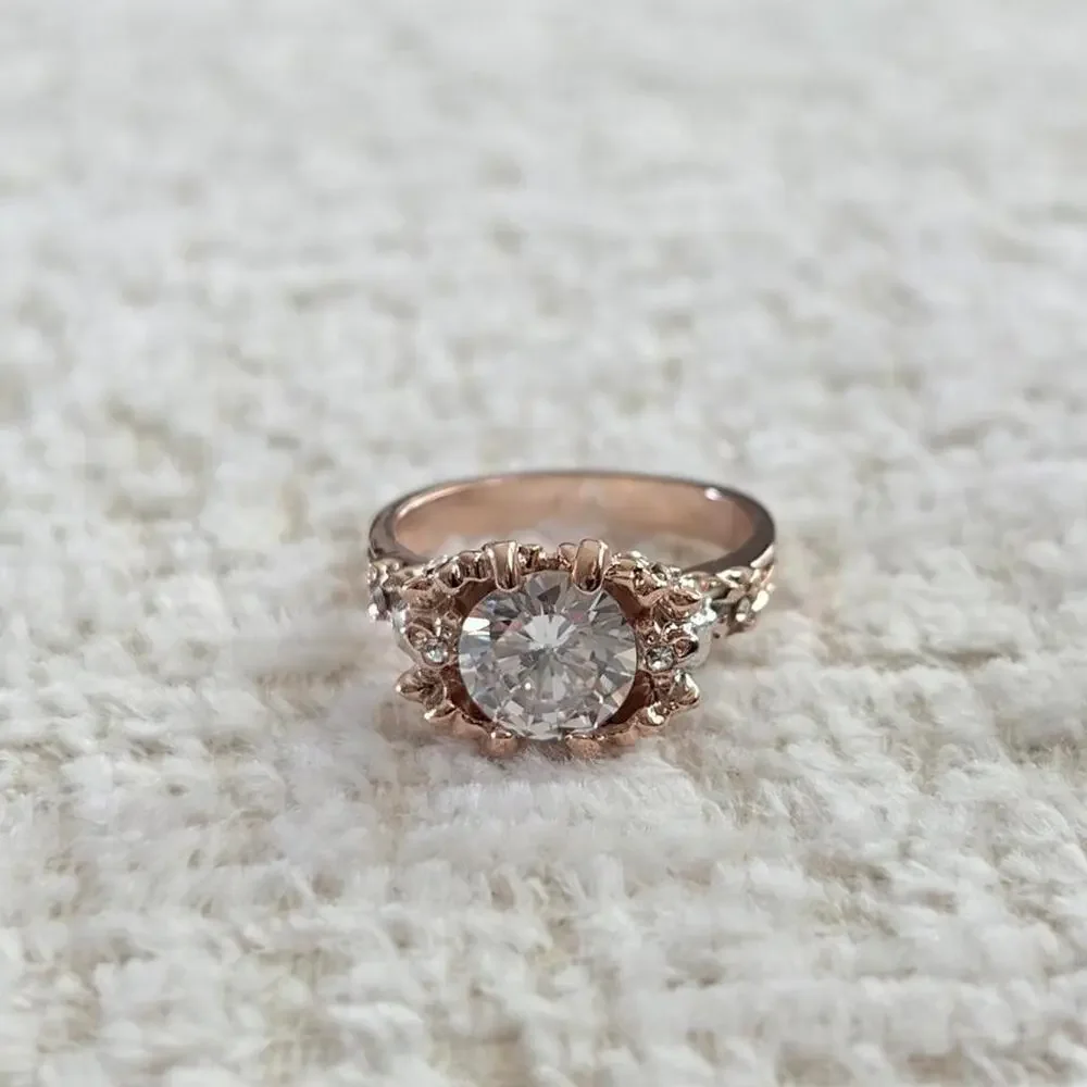 Rose Gold with Silver Skulls Ring Size 7